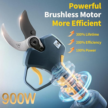 Electric Pruning Shears Cordless 40mm 1.6'' Cutting Diameter 2×2Ah Batteries, Compatible with Makita 18V Battery Powered Pruner Electric Secateurs Branch Cutter Professional for Tree Trimming