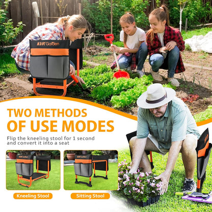 KVR Garden Kneeler Seat Heavy Duty, 2024 Upgraded Garden Bench Widened 10.2", Anti-Rust & Anti-Wear, Foldable Gardening Stool Prevents Back Pain Knees, Gift for Women Men, Seniors, Mom, Dad