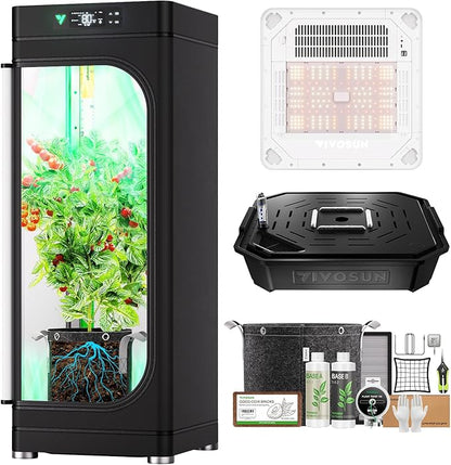 VGrow All-in-One Smart Grow Box, Professional System with Samsung LM301H EVO Grow Light, Advanced Circulation & Ventilation System, Irrigation, Nutrient, Magnetic Window for Indoor Hydroponics