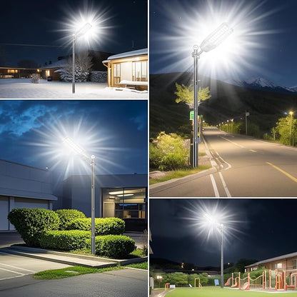 8500W Solar Street Light Outdoor Waterproof, 250000LM Large Commercial Light Solar Powered Dusk to Dawn LED Security Flood Lights with Remote/Motion Sensor, IP67 for Parking Lot/Garden/Yard