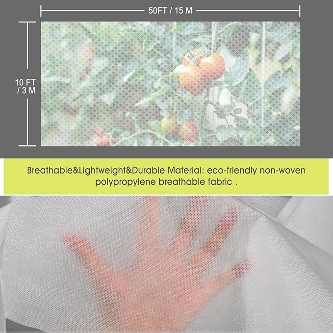 RIFNY Plant Covers Freeze Protection, 1 oz/yd² 8Ft x 24Ft Frost Cloth Plant Freeze Protection for Winter Frost Snowstorm, Frost Blankets for Outdoor Plants Protect from Birds, Pests