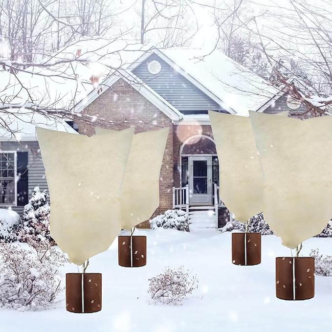 Plant Covers Freeze Protection – 35" × 50" Reusable Plant Protector Bag with Drawstring and Zipper for Plants Trees Shrub, Frost Jacket Warm Blanket for Freeze Frost Protection Season Extension