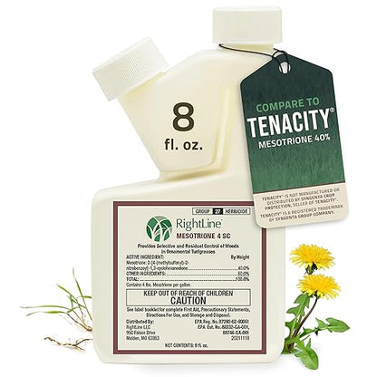 Mesotrione Weed Killer Concentrate for New & Existing Lawns 8 oz. (Compare to Tenacity) Post & Pre Emergent Weed Control Liquid Herbicide for Broadleaf Prevent & Crabgrass Killer for Lawns