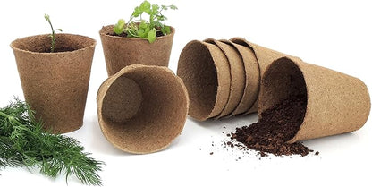 Daniel's Plants 4" Naked Pots | Large Natural Plantable Seed Starter Pots | OMRI-Listed Biodegradable for Seedlings | Enhanced Aeration | Earth Friendly - Peat Free | 30 Pack 4 Inch Round