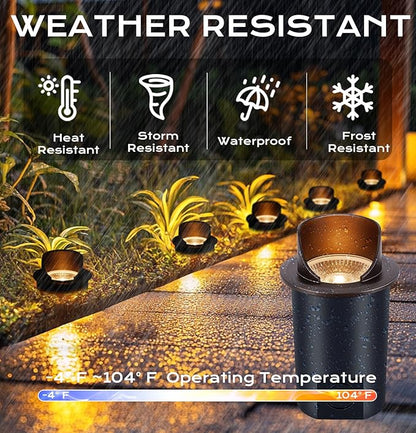 [6 Pack] CLOUDY BAY 9W Well Lights Landscape LED In Ground Outdoor,Shielded Top,Low Voltage 12-24V AC/DC,Waterproof Aluminum Uplights,2700K/3000K/3500K/4000K/5000K,Bronze