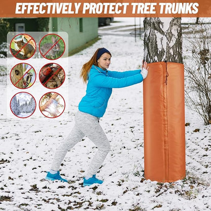 2Pack Palm Tree Root Protectors Winter Protection for Trees Root Self Adhesive Plant Trunk Insulation Cover with Drawstring for Garden Outdoor Cold Weather Plants Trunk Protection, Dia 11.8 "