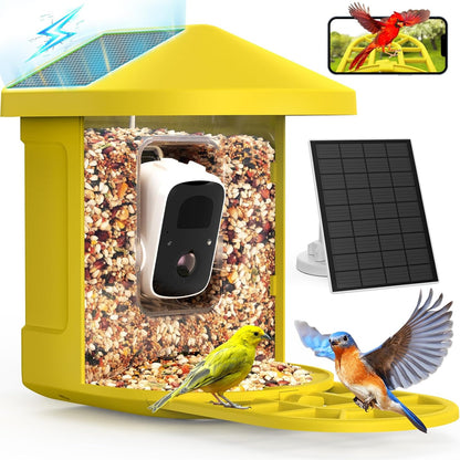 PeckCam® Bird Feeder with Camera with AI Identify 10000+ Birds Species, 3 Solar Panels, 2K Live View, Instant Arrival Alerts, Smart Bird House with Cam, Gift for Bird Lovers