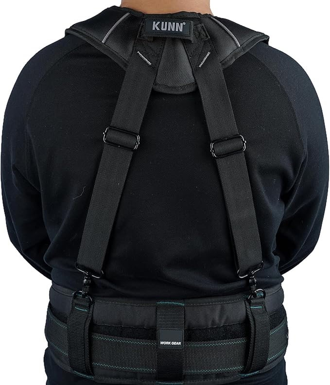 KUNN Tool Belt Suspenders Padded Carpenter Construction Electrician Work Suspender with Attachment Loops for Men,Black