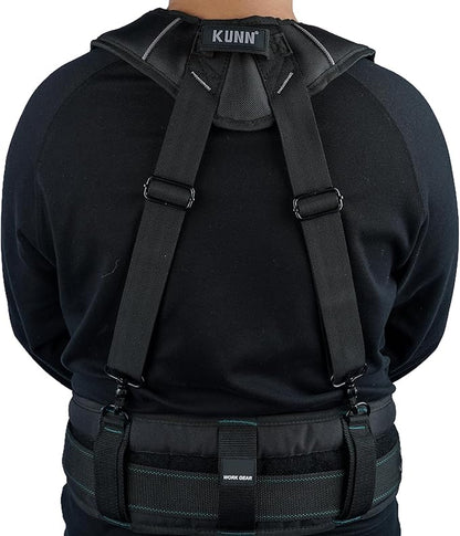 KUNN Tool Belt Suspenders Padded Carpenter Construction Electrician Work Suspender with Attachment Loops for Men,Black