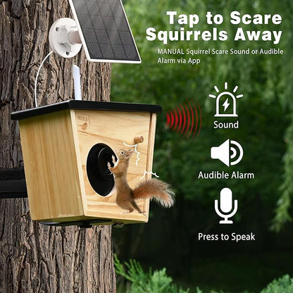 Smart Bird House with Camera, 2K HD Live View Birdhouse Camera with AI Recognition & Solar Powered, Perfect Viewing Bird Nesting and Hatching, Gift for Bird Lovers