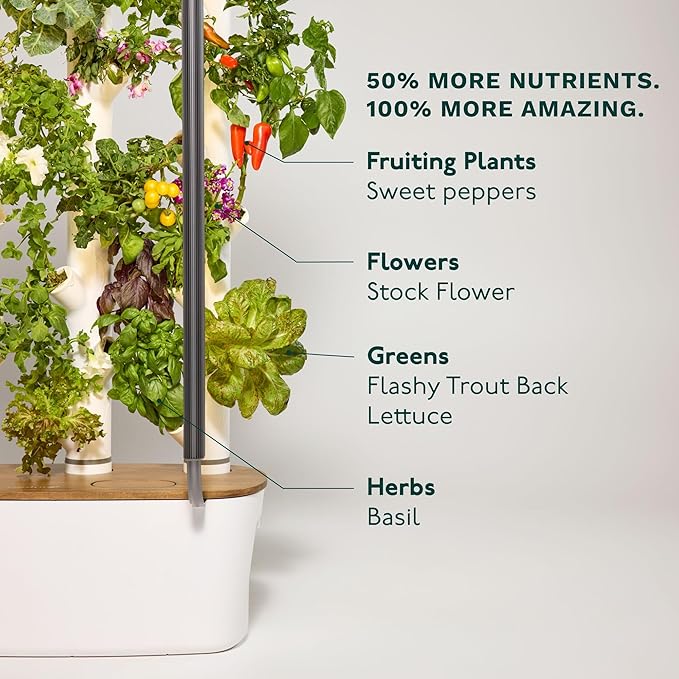 Gardyn 4.0 Vertical Hydroponics Growing System Kit - 30 Non-GMO Plants, Herbs, Vegetables - Smart Tower Garden - Hydroponic Herb Garden Planter Indoor Kit - Indoor Gardening System w/LED Grow Lights