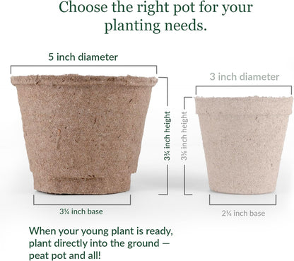 Jiffy Organic Seed Starting 5" Biodegradable Peat Pots (100 Pots)