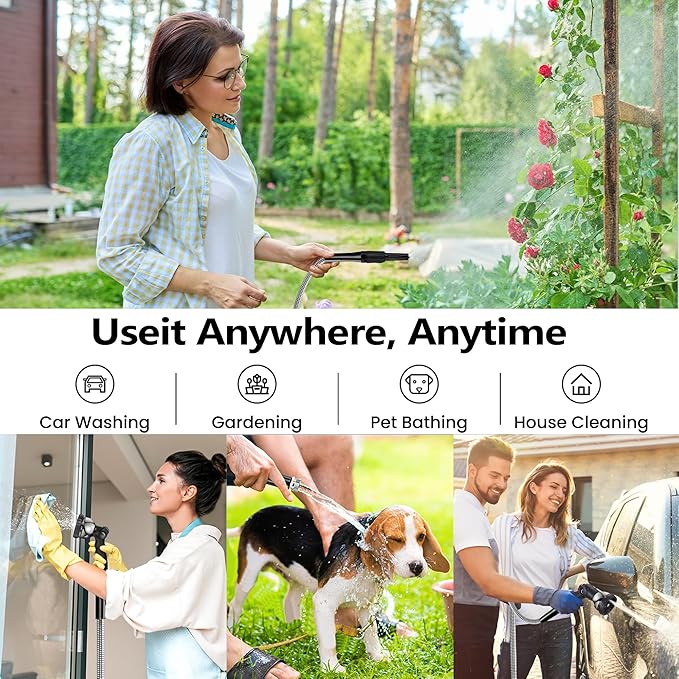 50 ft Garden Hsoe - 2025 New 304 Stainless Steel Garden Hose with 10-Function Spray Gun, 3/4'' Copper-Chrome Fittings – Lightweight, Durable, and Kink-Free, Metal Water Hoses for Gardening