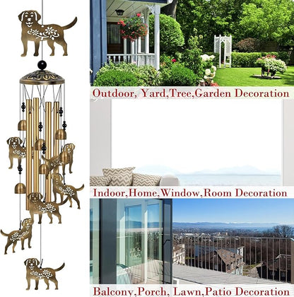 Outdoor Dog Wind Chimes Decor, Portable Wind Chime, Mobile Wind Catcher, Memorial Wind Bells with 7Dogs for Home, Yard, Patio, Trees, Garden Decoration, Valentines Gift, Festival Gift for Mom