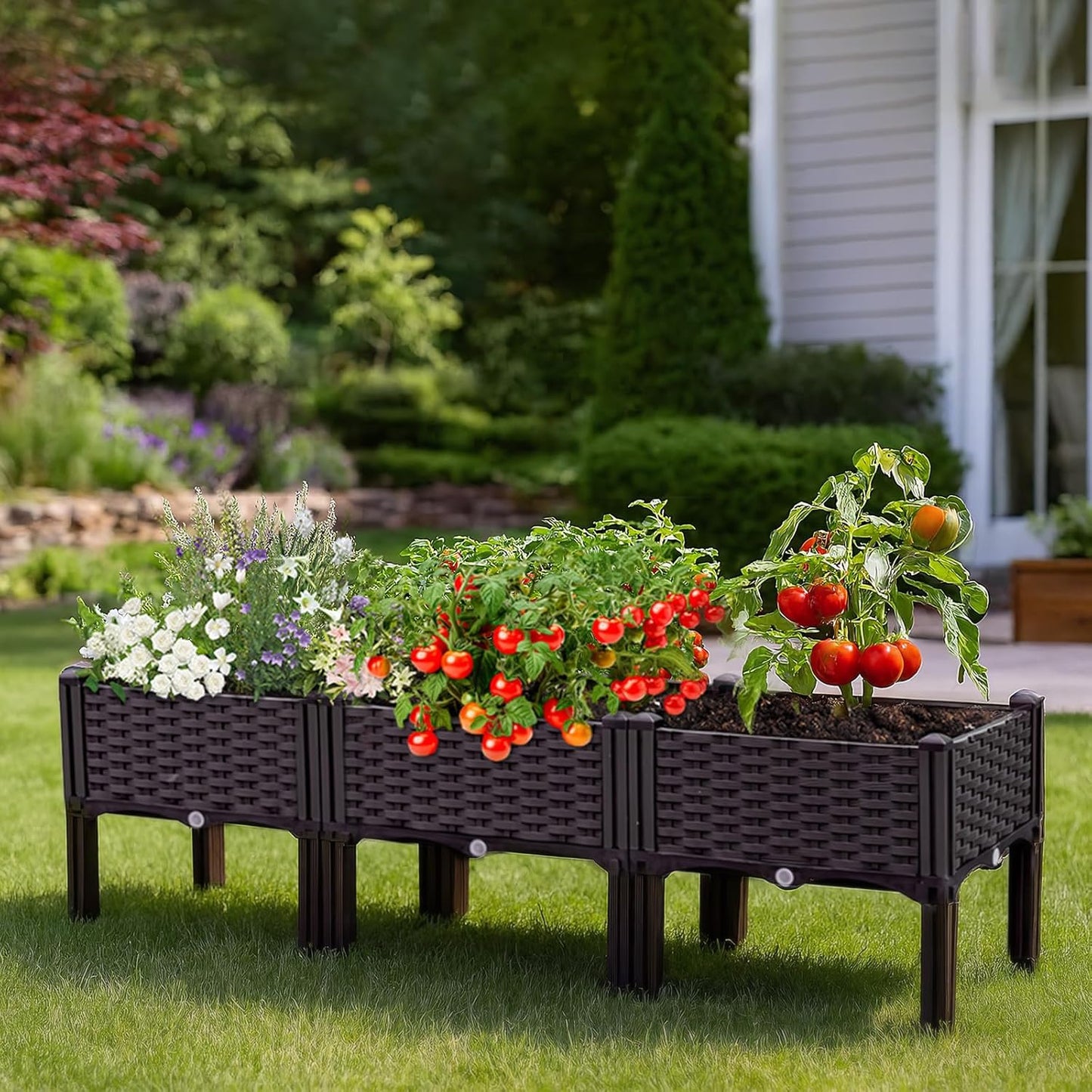Raised Garden Bed with Legs, Large Planter Box Raised Garden Beds Outdoor, Rectangular Elevated Planter Box for Gardening Vegetables, Flowers, Fruits and Plants, 47.2"(L) x 15.7"(W) x 14.5"(H)