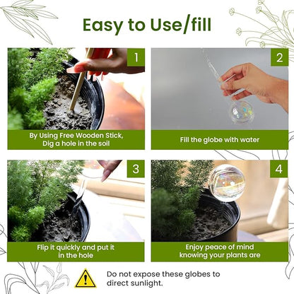 4 Pcs Iridescent Self Watering Globes, Glass Rainbow Plant Watering Globes, Self Watering Planter Insert, Automatic Plant Waterer Indoor, Plant Watering Devices, Plant Water Globes, Watering Bulb