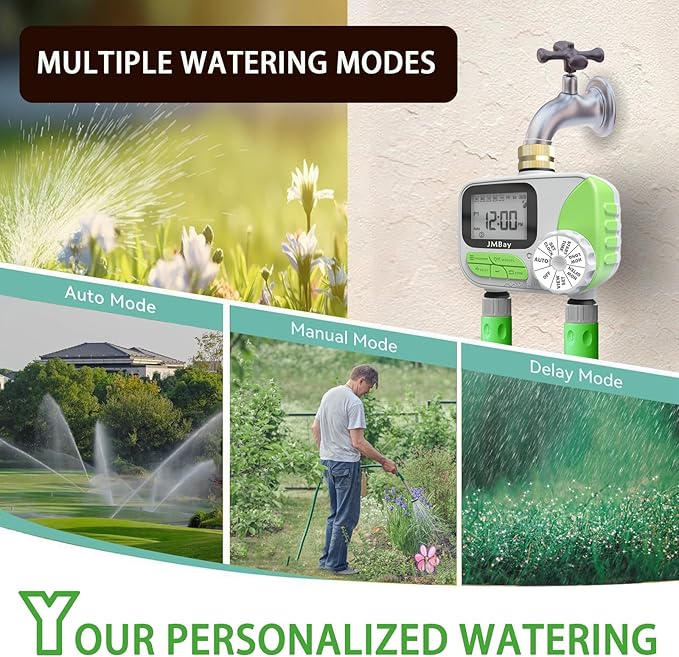 Sprinkler Timer Water Timer for Garden Hose 2 Zone, Auto Faucet Hose Timers and Irrigation System for Yard Greenhouse, Waterproof Digital Sprinkler Controller with Pure Brass Inlet for Lawn