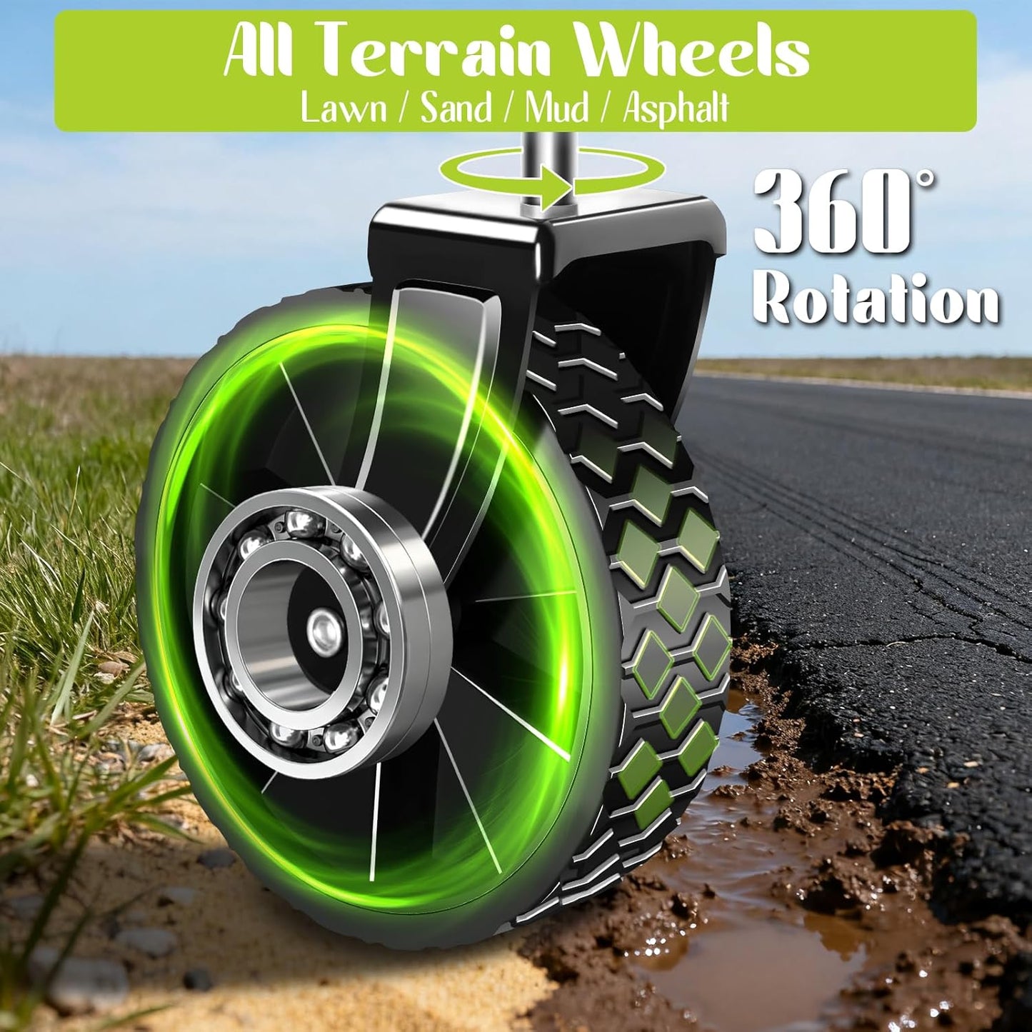 Wagons Carts Foldable, Collapsible Wagon with Wheels, Folding Wagons carts for Camp Sports Garden, Portable Utility Outdoor Wagon with 360lbs, Garden Cart for Groceries, Two Cup Holder, Black