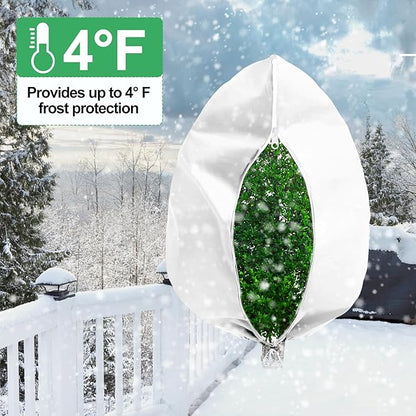 Winter Plant Covers Freeze Protection, 74.8"X 90.5" Fig Tree Covers for Winter Cold Weather Frost Cloths for Outdoor Plants Fruit Tree with Zipper Drawstring, Shrubs Trees Jacket Covers