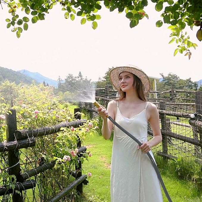 Garden Hose 5/8" x 50ft - No-Kink Flexible Water Hose 600 PSI Burst Pressure, Lightweight & Durable for Yard, Car Wash, Pets Gray