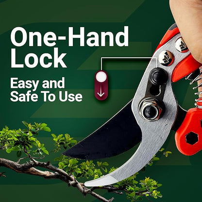 Gardeness Non-stick Coated Blade Bypass Pruning Shears-Garden Clippers For Gardening, Handheld Florist branch cutters - Floral Hand Secateurs with Comfort Grip Handles, Trimming and Yard Work