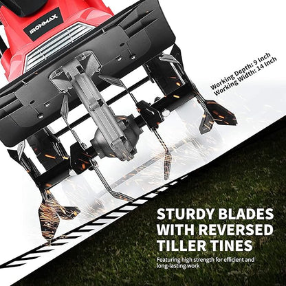 GRAFFY 10 Amp Electric Garden Tiller, Rototillers Tool with 14 Inch Tilling Width & 9 Inch Working Depth, Corded Electric Tiller and Cultivator for Garden, Lawn, Digging, Weed Removal