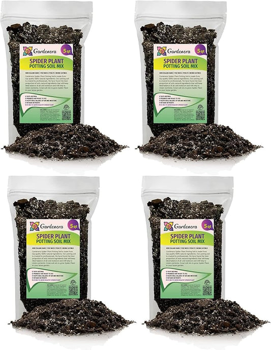 GARDENERA Premium Spider Plant Potting Soil Mix (4 Bags of 5 Quart)