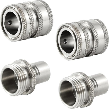 Garden Hose Quick Connect, Stainless Steel Water Hose Fitting, Quick Release Hose Connector, 3/4 Inch GHT