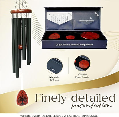 Sympathy Wind Chimes 37 inches Funeral Gift with Premium Packaging and Sympathy Card Memorial for Loss of a Loved One, Outdoor Bereavement Mom Dad Family