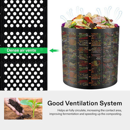 VIVOSUN 500 Gallon Outdoor Compost Bin, Expandable Composter, Easy to Setup & Large Capacity for Backyard, Lawn (Black with Gloves)