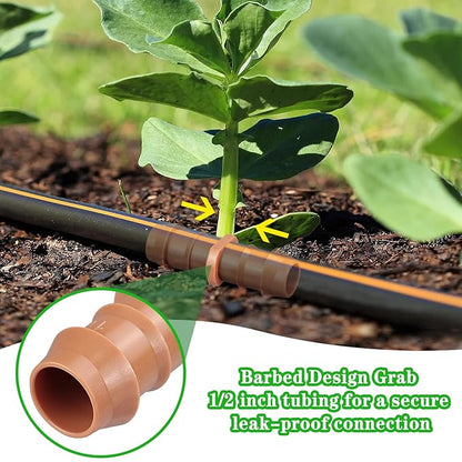 36 Pieces Drip Irrigation Kit：Drip Irrigation Parts for 1/2 Inch Drip Irrigation Tubing with 17mm 0.600" ID Drip Barbed Connectors Including 12 Couplings 10 Tees 6 Elbows 6 Plugs 2 Crosses