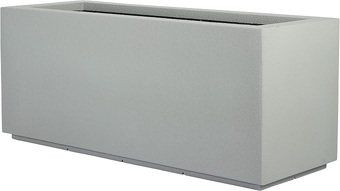PolyStone Milan Tall Modern Outdoor/Indoor Rectangular Trough Planter, 46" L X 17" W X 19" H, Lightweight, Heavy Duty, Weather Resistant, Polymer Finish, Commercial and Residential (Concrete Gray)
