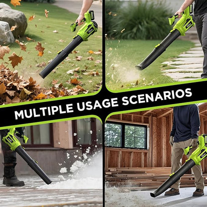 Leaf Blower Cordless, WOKEGI 21V 2 x 4.0Ah Batteries and Fast Charger, with 5-Speeds & Turbo Mode Electric Cordless Leaf Blower, Brushless,3 Tubes for Patio,Lawn,Yard,Garage,Blowing Leaves, Dust, Snow