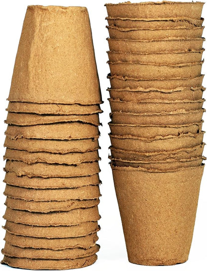 Daniel's Plants 4" Naked Pots | Large Natural Plantable Seed Starter Pots | OMRI-Listed Biodegradable for Seedlings | Enhanced Aeration | Earth Friendly - Peat Free | 30 Pack 4 Inch Round