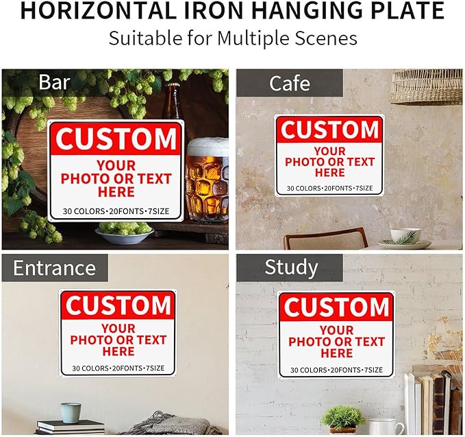 Custom Metal Signs - Personalized Business, Office, Home, Delivery, Road, Garden, Hazard, Parking, Decorative Signs, 18''x12''