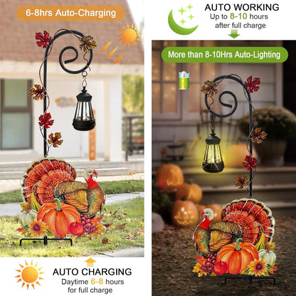 Thanksgiving Turkey Decorations Outdoor,Solar Turkey Garden Stakes,Autumn Fall Decor Yard Stake for Pathway Patio or Farmhouse Porch