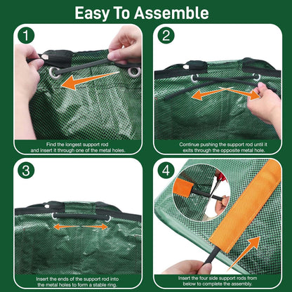 Reusable Yard Waste Bags 3 Packs 32 Gallon Standable Garden Bags for Leaves with Reinforced Carry Handles Heavy Duty Collapsible Yard Waste Containers for Leaves, Lawn Debris & Grass Clippings