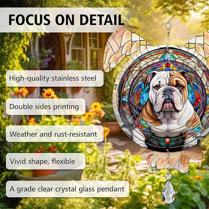 Bulldog Dog Ears Wind Spinner, Bulldog Wind Spinner Hanging for Yard and Garden