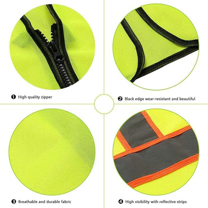 Tekware Safety Vest with High Reflective Strips, Pack of 10 Bright Neon Color Construction Protector with Zipper