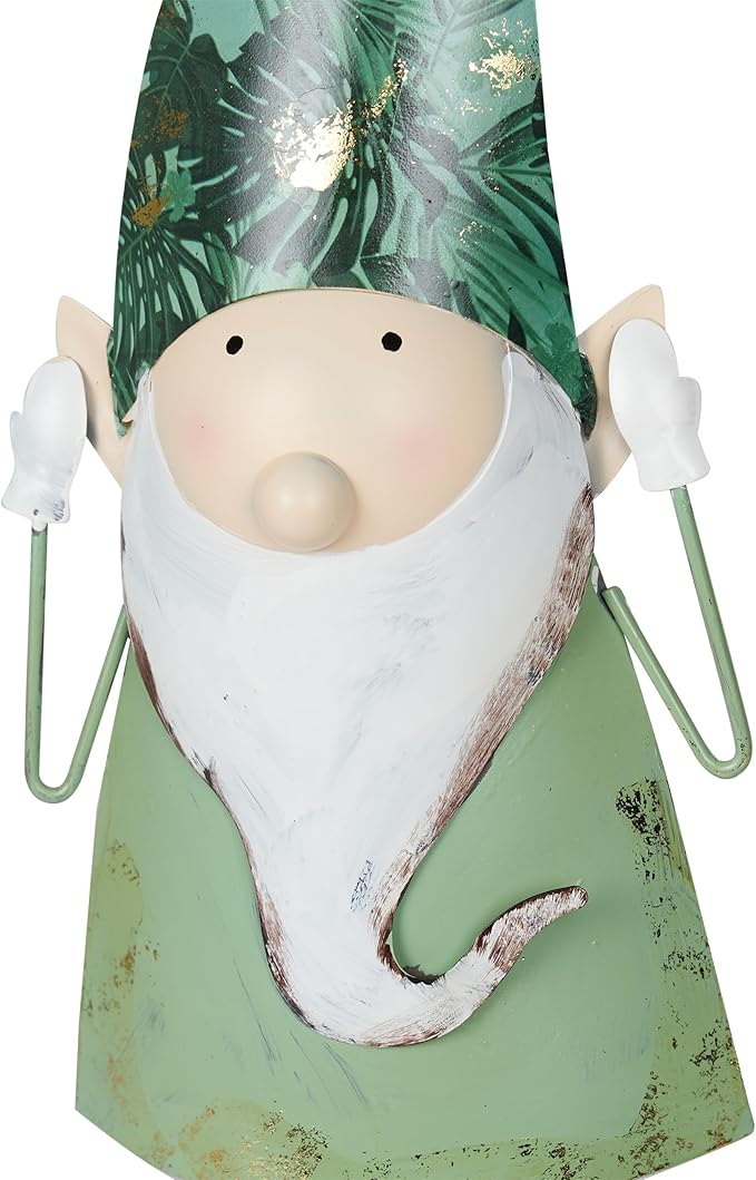 Alpine Corporation - 19" Tall Outdoor Garden Gnome Yard Decoration - Metal Statue with Hear No Evil Expression - Durable, Weatherproof Lawn Sculpture for Patio, Deck, Yard