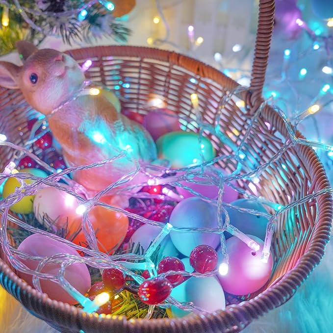 Connectable 200 LED 66FT Christmas String Lights Outdoor Indoor, 66FT Easter Pastel Lights Multicolor Decorations Lights, Waterproof 8 Modes Plug in Twinkle Fairy Lights for Christmas Bedroom Decor