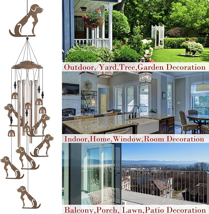 Outdoor Dogs Wind Chimes Decor, Portable Mobile Wind Catcher, Sympathy Wind Bells, Memorial Gifts for Mom, Housewarming, Blessing WindChimes(Outside/Indoor/Home/Room/Porch/Yard/Garden Decorate)