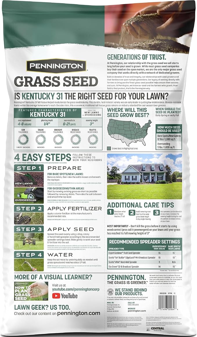 Pennington Kentucky 31 Tall Fescue Penkoted Grass Seed 40 lbs