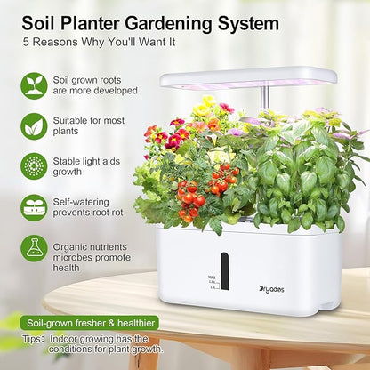 Indoor Garden System 19 Watt LED Growing Light Upgrade 2 Self-Watering Soil-Cultivated Growing Pots Gardening Gifts for Mom Plant Pot for Vegetables Herbs Tomato(No Seeds&Soil)