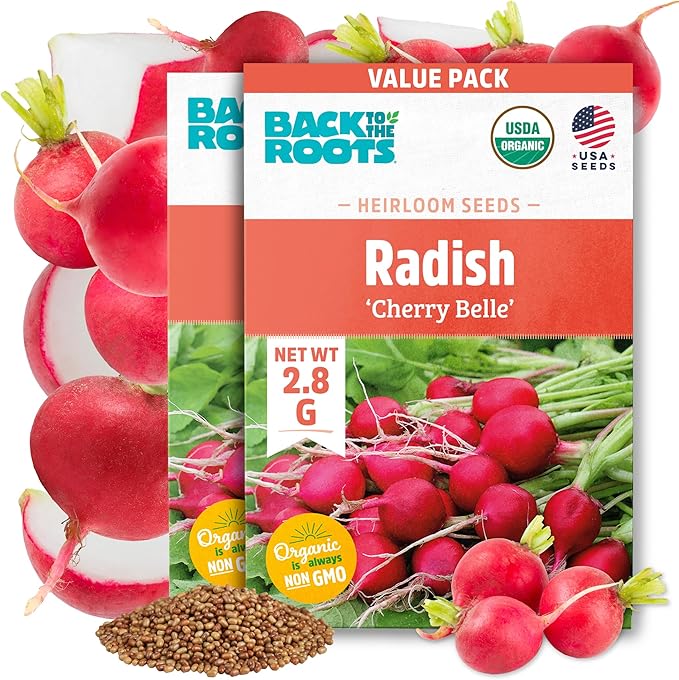 Back to The Roots 100% Organic Heirloom Seeds - Radish Value Pack (2.8g Total)