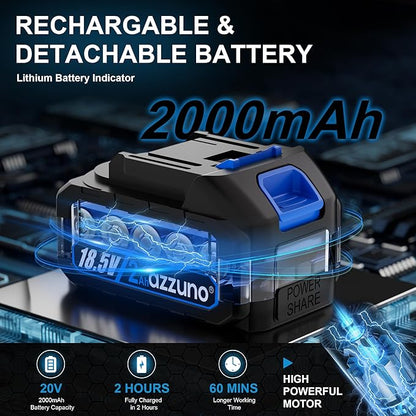 AZZUNO Hedge Trimmer Cordless, 2-in-1 Battery Powered Electric Hedge Trimmer&Grass Shears with Battery and Charger Included,Handheld Grass Cutter Shrub Trimmer for Gardens, Yards, Lawns