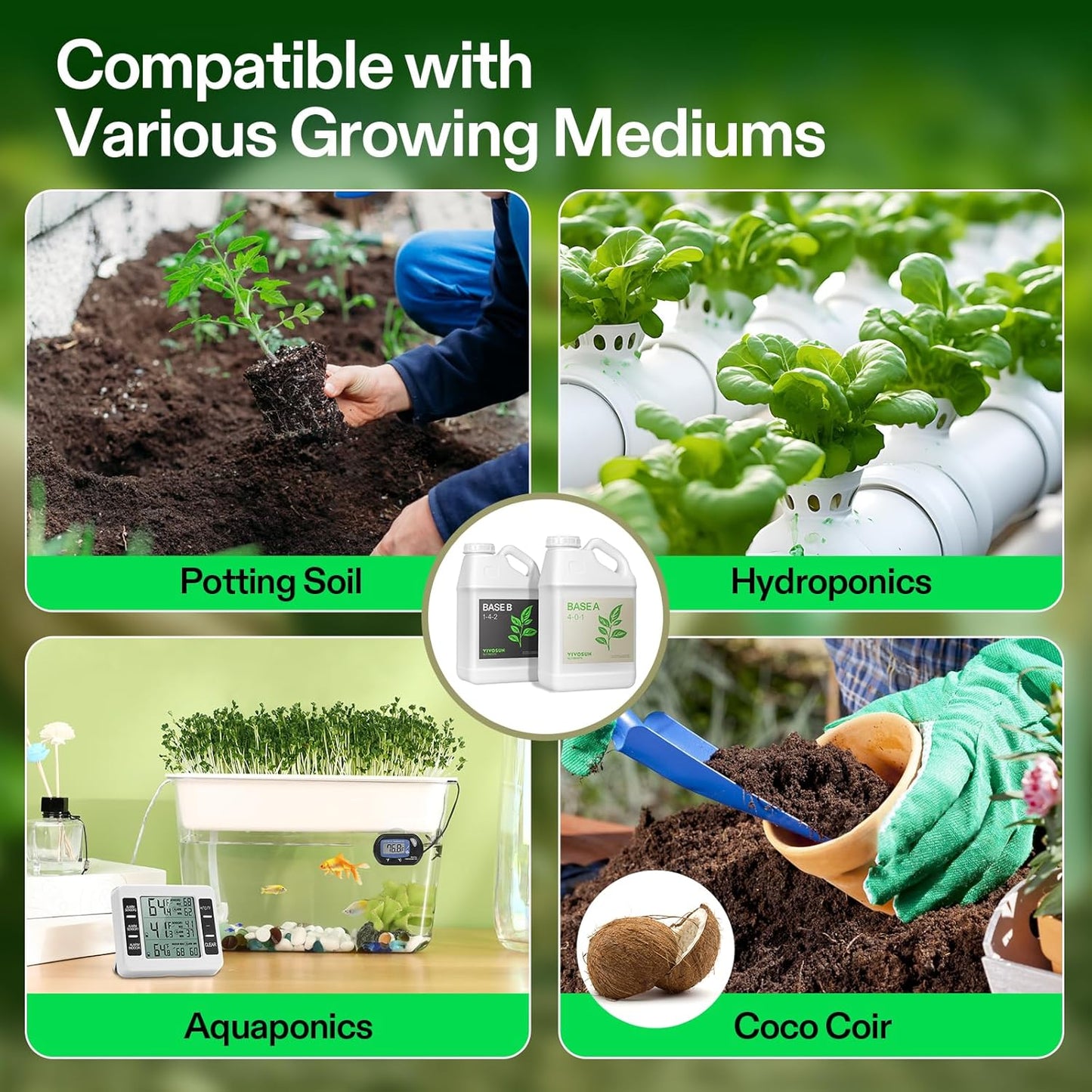 VIVOSUN Liquid Nutrients Base A & B Bundle, Grow Big Hydroponic Fertilizer, Supports Vegetative and Flowering Stages for Outdoor, Indoor Plants, Best Plant Food, Set of 1 Gallon