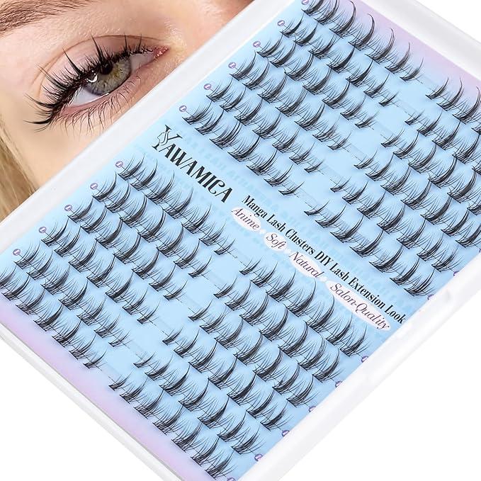 Manga Lash Clusters Natural Eyelash Clusters 8-13mm Anime Cluster Eyelash Extensions Pre-mapped Individual Lashes Wispy Cluster Lashes C Curl Fairy Lashes Clusters DIY Spiky Lash Extension by Yawamica