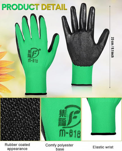 Honeydak 36 Pairs Gardening Gloves for Men Women Breathable Rubber Coated Garden Gloves