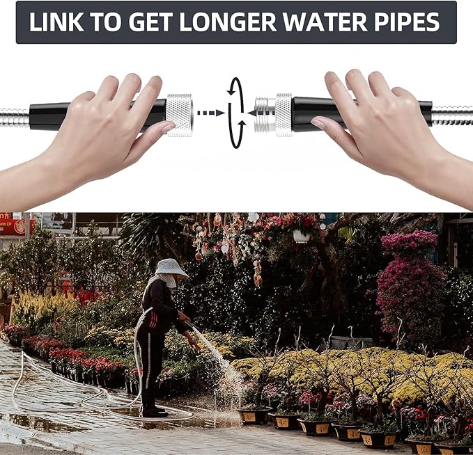 SPECILITE Stainless Steel Garden Water Hose 75 FT, Flexible and Lightweight Pipe, Non-Expandable Heavy Duty Metal Waterhose with Aluminium Fittings for Reel, Yard, Outdoor, Boat